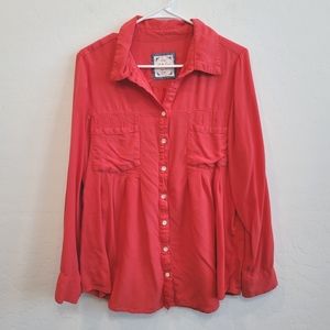 💕 Style & Co Burnt Orange/Red button Down Long Sleeves Shirt Women's Size 1X